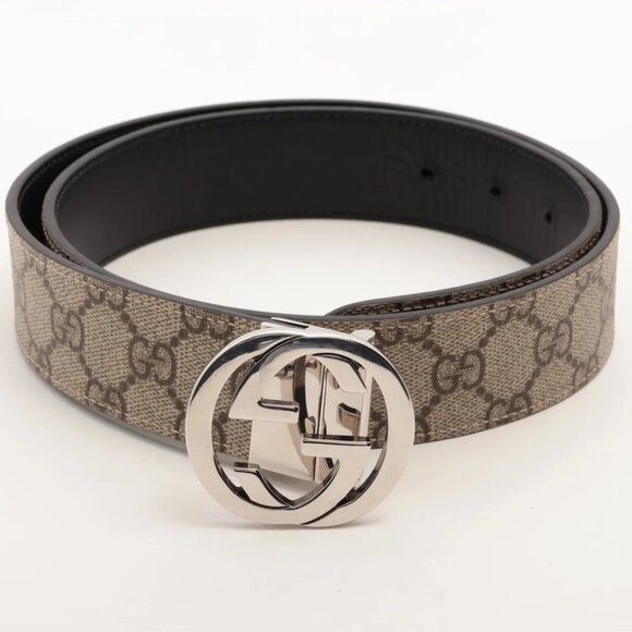 Gucci 473030 Interlocking G Belt 85 PVC Beige - Picture 1 of 6